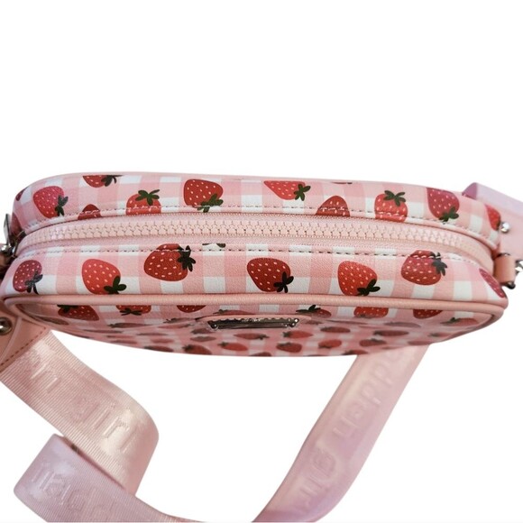 Madden Girl Camera Crossbody Pink White Red Strawberry Print Coin Purse NWT - Picture 5 of 10